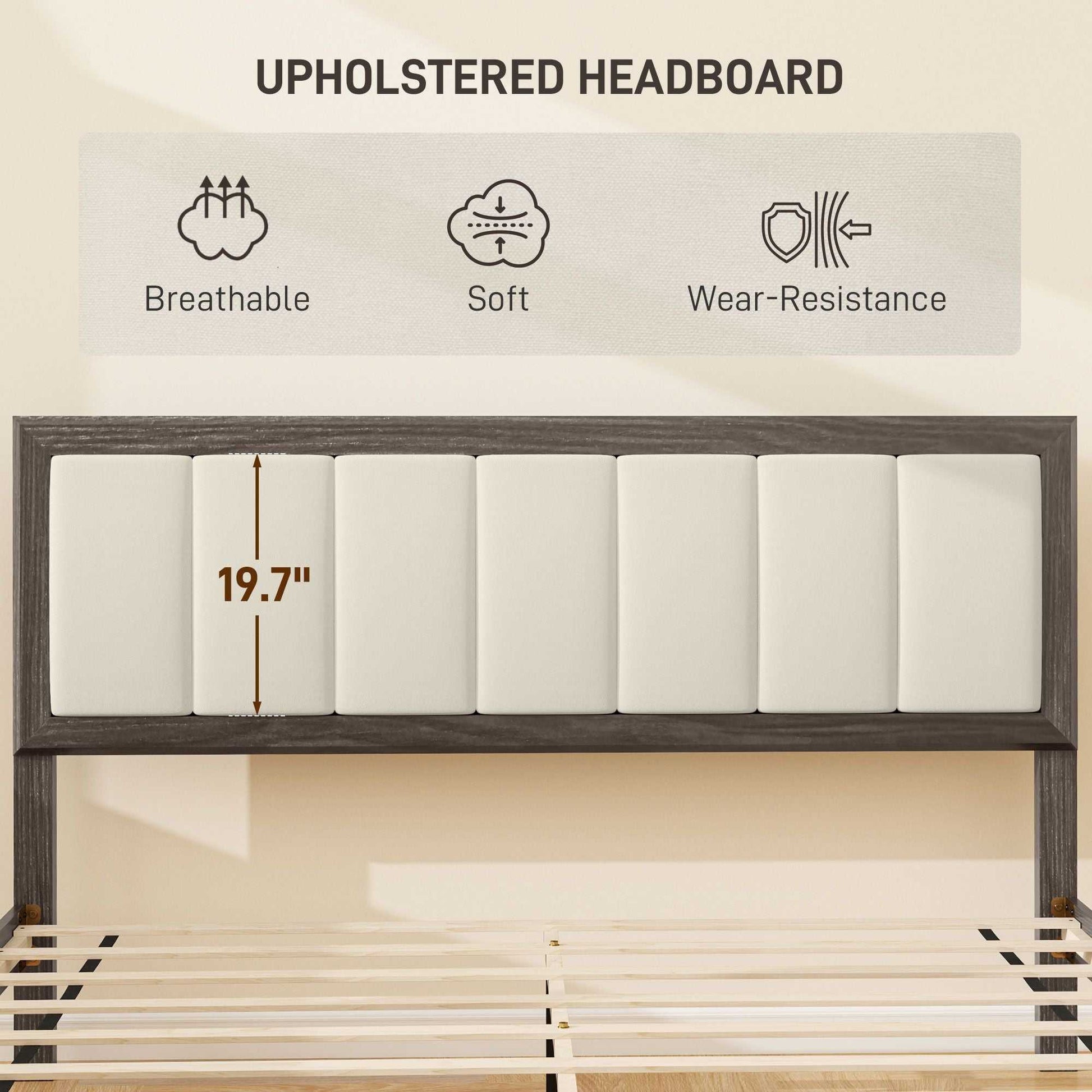 Queen Size Bed Frame with Headboard Queen Platform Bed Frame with Wooden Slats No Box Spring Needed Easy Assembly Walnut - luxuryhomedecoridea.com