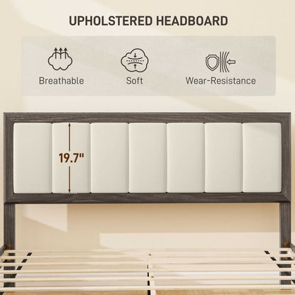 Queen Size Bed Frame with Headboard Queen Platform Bed Frame with Wooden Slats No Box Spring Needed Easy Assembly Walnut - luxuryhomedecoridea.com