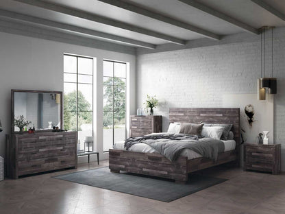 Contemporary Oak Finish Wooden Nightstand Two Drawers Storage Bedroom Furniture 1pc Beside Table Plank Pattern - luxuryhomedecoridea.com