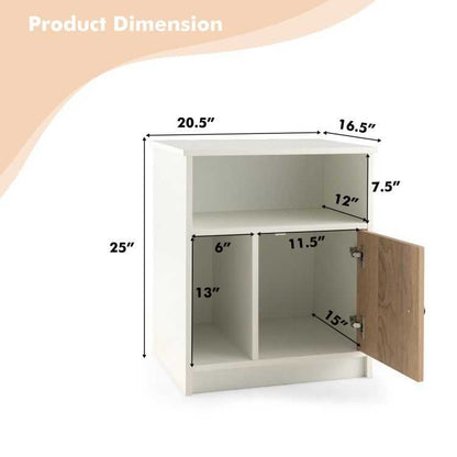 2 Pieces 25 Inch Tall Nightstands with Door and 2 Open Shelves - luxuryhomedecoridea.com
