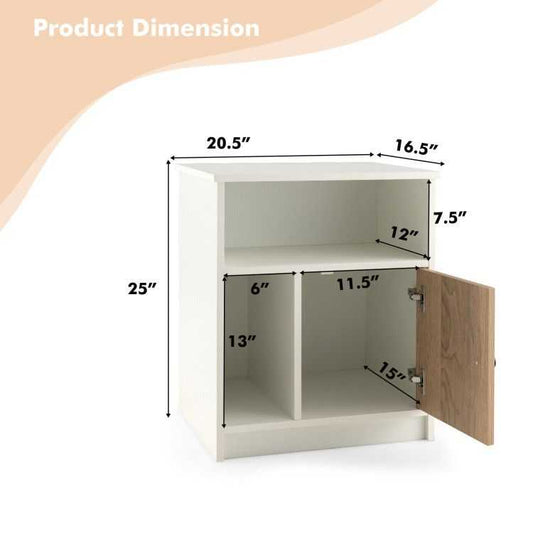 2 Pieces 25 Inch Tall Nightstands with Door and 2 Open Shelves - luxuryhomedecoridea.com