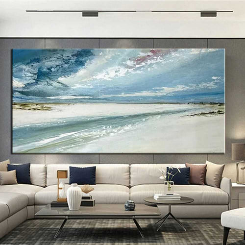 Hand Painted Oil Paintings Abstract Seascape Painting Beach Ocean Living Room Hallway Luxurious Decorative Painting - luxuryhomedecoridea.com