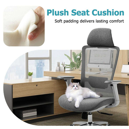 Ergonomic Mesh Office Chair with Adjustable Headrest and Lumbar Support, Breathable Back Design for Home and Office Use 8322H - luxuryhomedecoridea.com