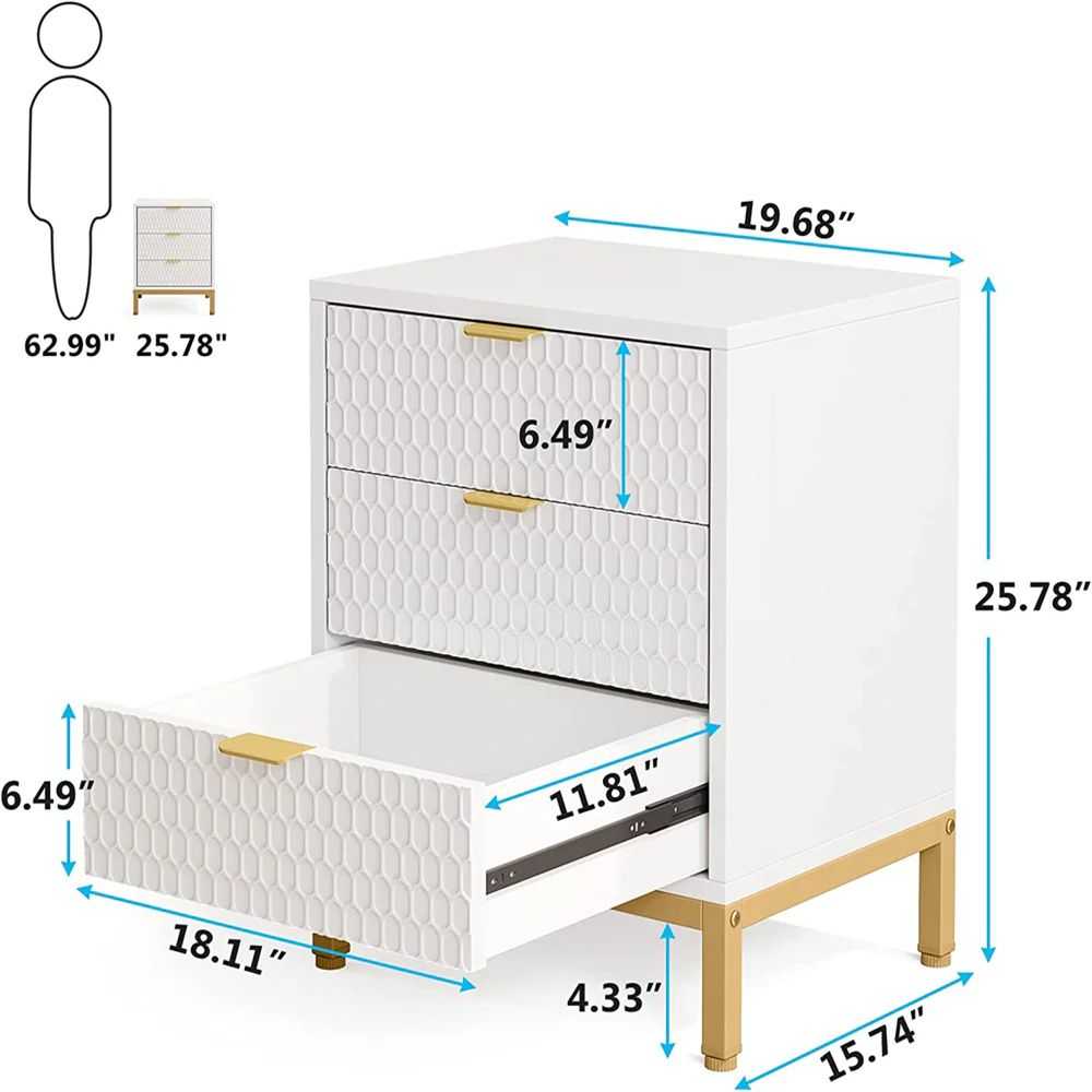 Modern bedside table, Nightstand, high bedside table with multiple drawers, with storage - luxuryhomedecoridea.com