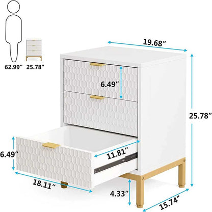 Modern bedside table, Nightstand, high bedside table with multiple drawers, with storage - luxuryhomedecoridea.com