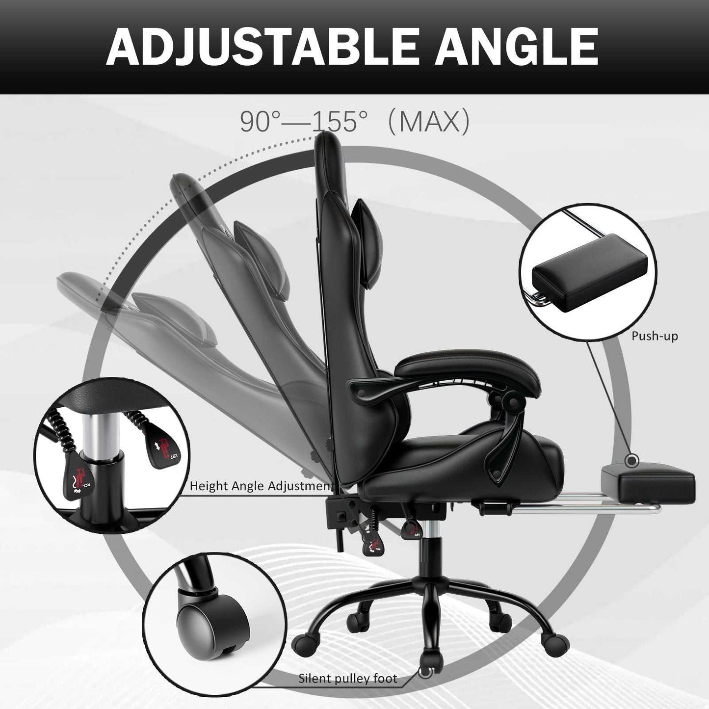 Ergonomic Gaming Chair for Adults, Comfortable Computer Chair for Heavy People, Adjustable Height Office Desk Chair with Wheels, Breathable Leather Video Game Chairs - luxuryhomedecoridea.com