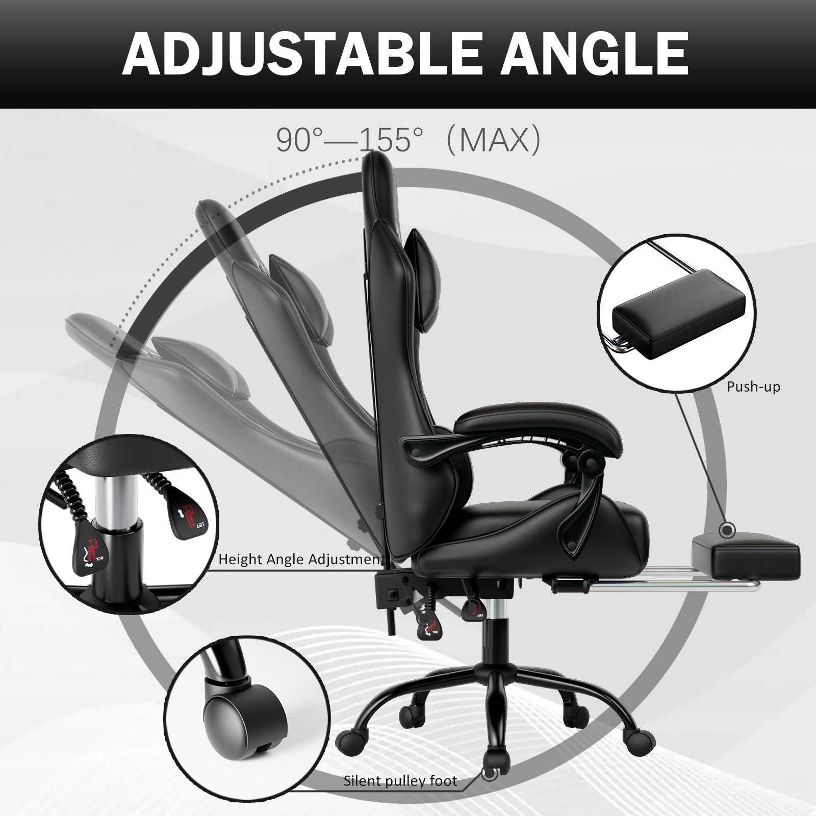 Ergonomic Gaming Chair for Adults, Comfortable Computer Chair for Heavy People, Adjustable Height Office Desk Chair with Wheels, Breathable Leather Video Game Chairs - luxuryhomedecoridea.com