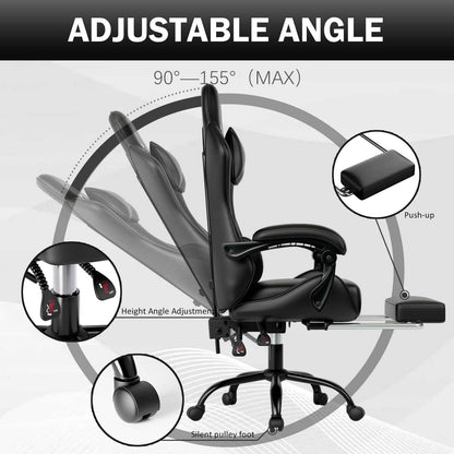 Ergonomic Gaming Chair for Adults, Comfortable Computer Chair for Heavy People, Adjustable Height Office Desk Chair with Wheels, Breathable Leather Video Game Chairs - luxuryhomedecoridea.com