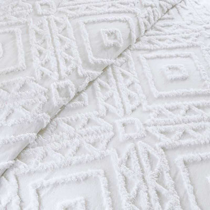 3-Piece White Chenille Cover Duvet Set, Full/Queen - luxuryhomedecoridea.com