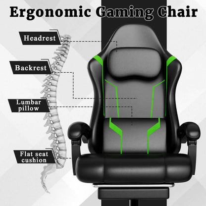 Ergonomic Gaming Chair, Electronic Gaming Chair With Pocket Spring Pad And Footrest, Height Adjustable Computer Chair - luxuryhomedecoridea.com