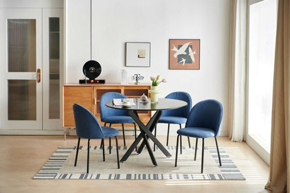 42.1" Table Mid-century Dining Table for 4-6 people With Round Mdf Table Top, Pedestal Dining Table, End Table Leisure Coffee Table,cross leg - luxuryhomedecoridea.com