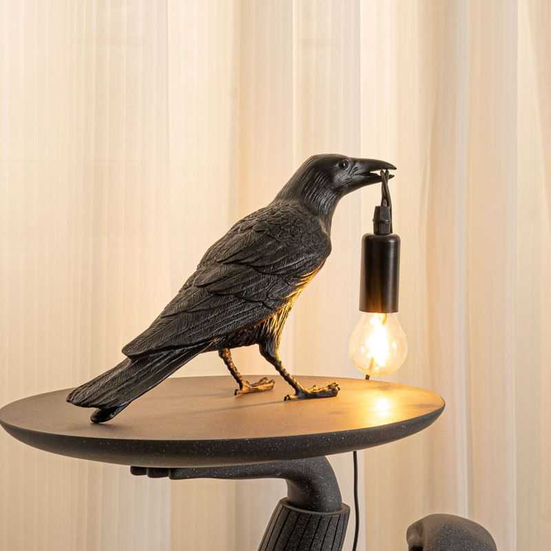 Crow Lamp - Raven Lamp with LED Bulb, Bird lamp, Crow Light Gothic Halloween Decor for Bedside Bedroom Living Room Decor - luxuryhomedecoridea.com