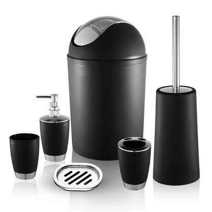 Bathroom Accessories Set 6 Pcs Bathroom Set Ensemble Complete Soap Dispenser Toothbrush Holder - luxuryhomedecoridea.com