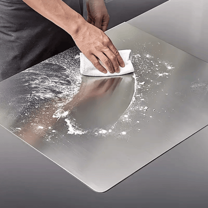 Stainless Steel Cutting Board with Lip for Kitchen Chopping Boards for Countertop Large Metal Cutting Board over Sink Suitable for Meat Fruits Vegetables Bread Noodle and Pizza Bamboo Knives - luxuryhomedecoridea.com