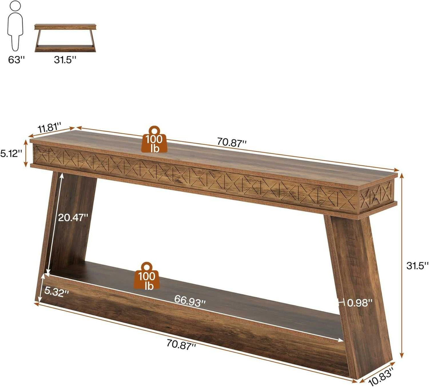 Sofa Table, Farmhouse Console Table Entryway Table with Storage - luxuryhomedecoridea.com