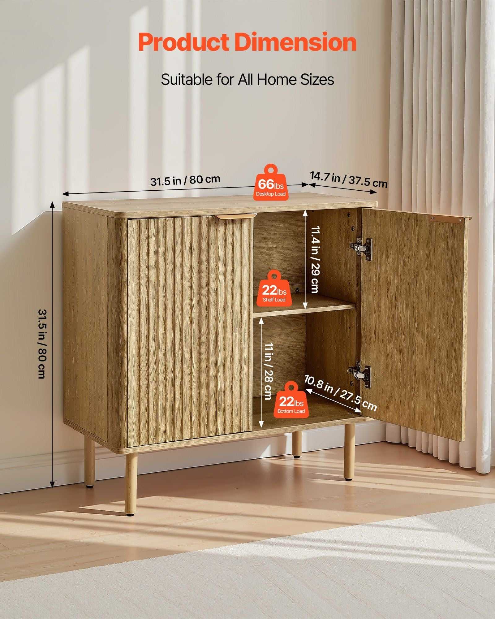 Coffee Bar Cabinet, Mid Century Fluted Coffee Bar Table with 2-Tier Storage, Buffet Stand Cabinet with 4 Barn Doors, Sideboard Buffet Station for Living Room, Entryway, 31.5x14.7x31.5 in(Single) - luxuryhomedecoridea.com