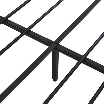 Queen Size Metal Platform Bed Frame with Wooden Headboard and Footboard with USB LINER, No Box Spring Needed, Large Under Bed Storage, Easy Assemble - luxuryhomedecoridea.com