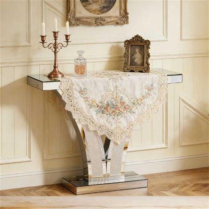 Mirror console table, modern entrance table, foyer table, storage desk, unique V-shaped design - luxuryhomedecoridea.com
