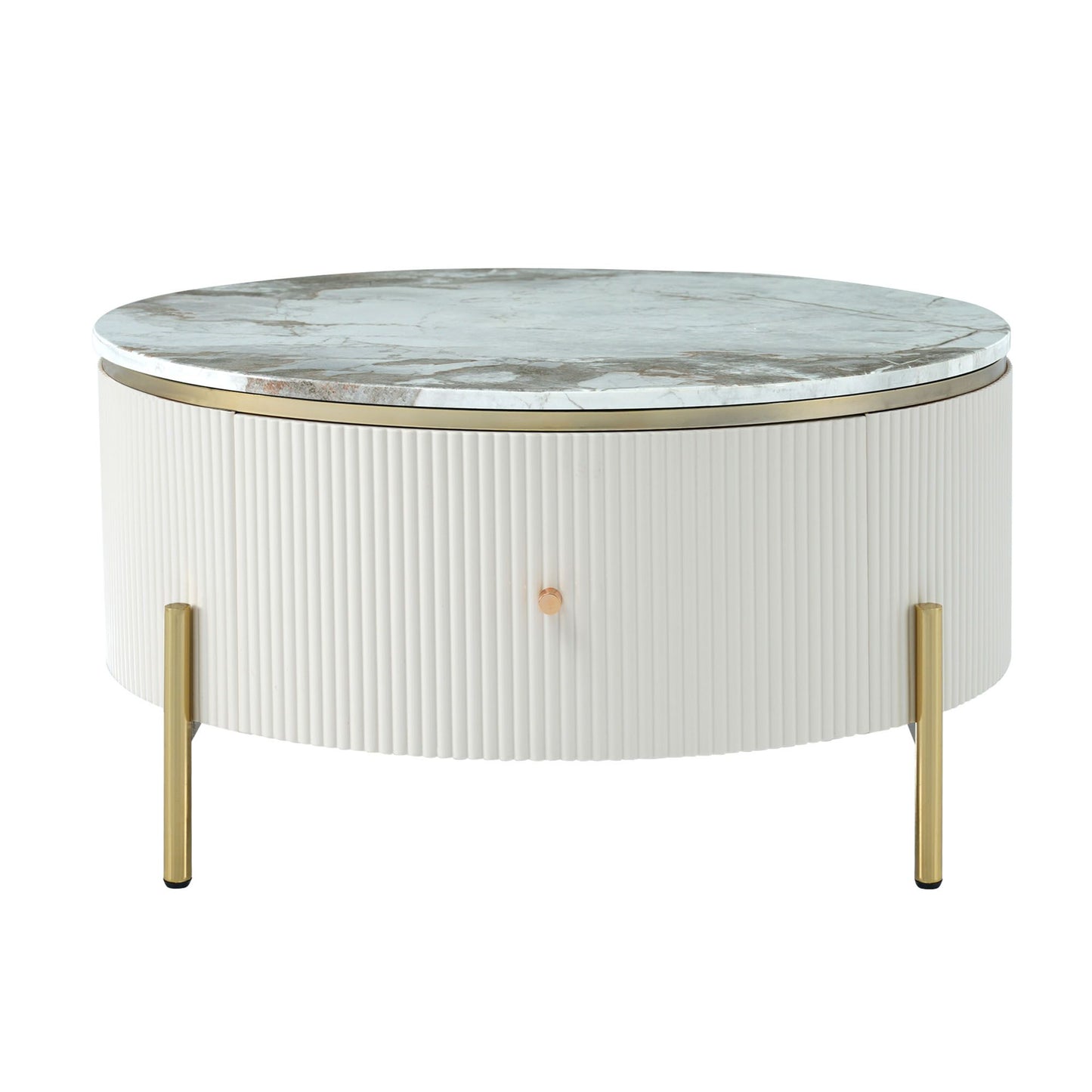 Modern Round Coffee Table with 2 large Drawers Storage Accent Table(31.5'') - luxuryhomedecoridea.com