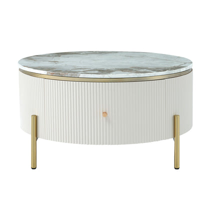Modern Round Coffee Table with 2 large Drawers Storage Accent Table(31.5'') - luxuryhomedecoridea.com