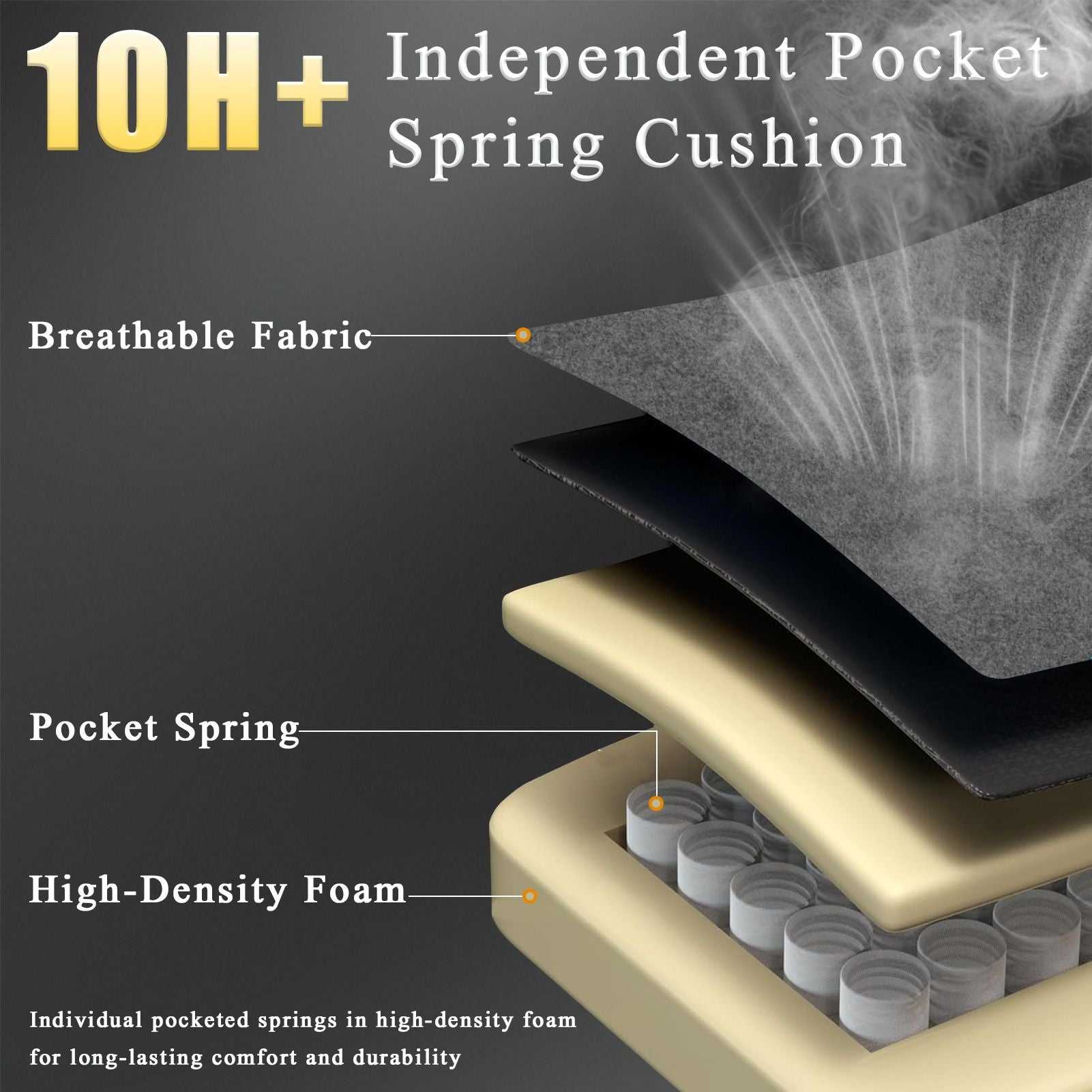 Ergonomic Gaming Chair with Pocketed Spring Cushion, Breathable Fabric Computer Chair with Footrest, Adjustable Lumbar Support Video Game Chair for Adults (Fabric) - luxuryhomedecoridea.com
