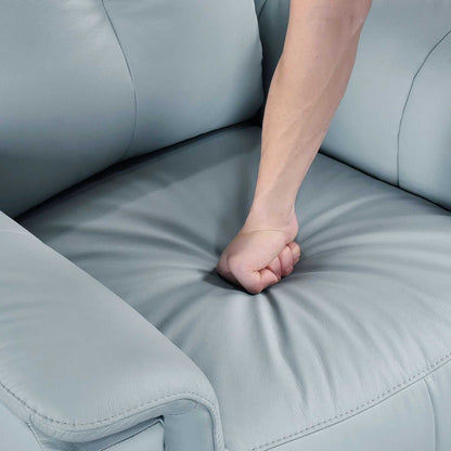 Blue Leather Upholstered Swivel Glider Reclining Chair Luxury Living Room Furniture Comfort Chair 1pc Plush Comfort - luxuryhomedecoridea.com