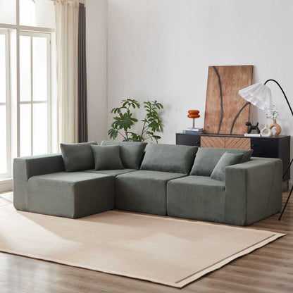 104-Inch Corduroy Modular L Shaped Sectional Sofa,Luxury Floor Couch Set,Upholstered Indoor Furniture,Foam-Filled Compressed Sofa for Living Room,Bedroom,4 PC Free Combination - luxuryhomedecoridea.com