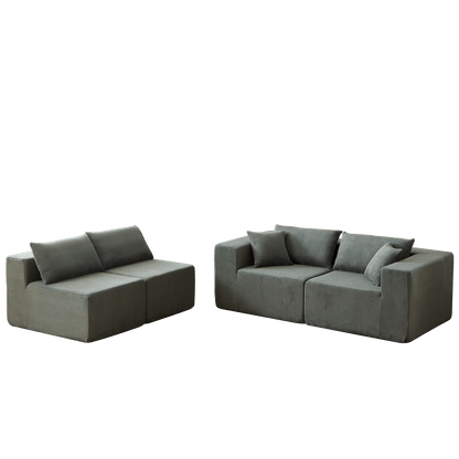 104-Inch Corduroy Modular L Shaped Sectional Sofa,Luxury Floor Couch Set,Upholstered Indoor Furniture,Foam-Filled Compressed Sofa for Living Room,Bedroom,4 PC Free Combination - luxuryhomedecoridea.com