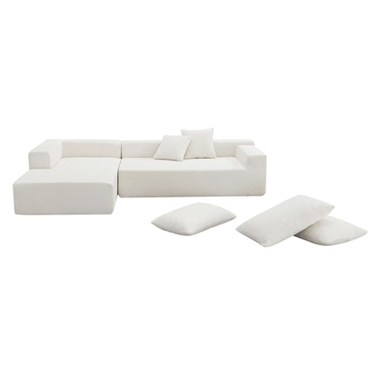 109*68" Modular Sectional Living Room Sofa Set, Modern Minimalist Style Couch, Upholstered Sleeper Sofa for Living Room, Bedroom, Salon, 2 PC Free Combination, L-Shape, Cream - luxuryhomedecoridea.com