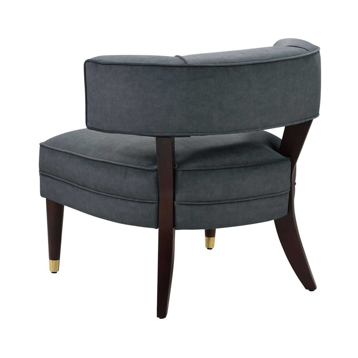 Elegant Style Accent Chair Dark Gray Velvet Upholstery Barrel-Back Solid Wood Luxury Living Room Furniture 1pc - luxuryhomedecoridea.com