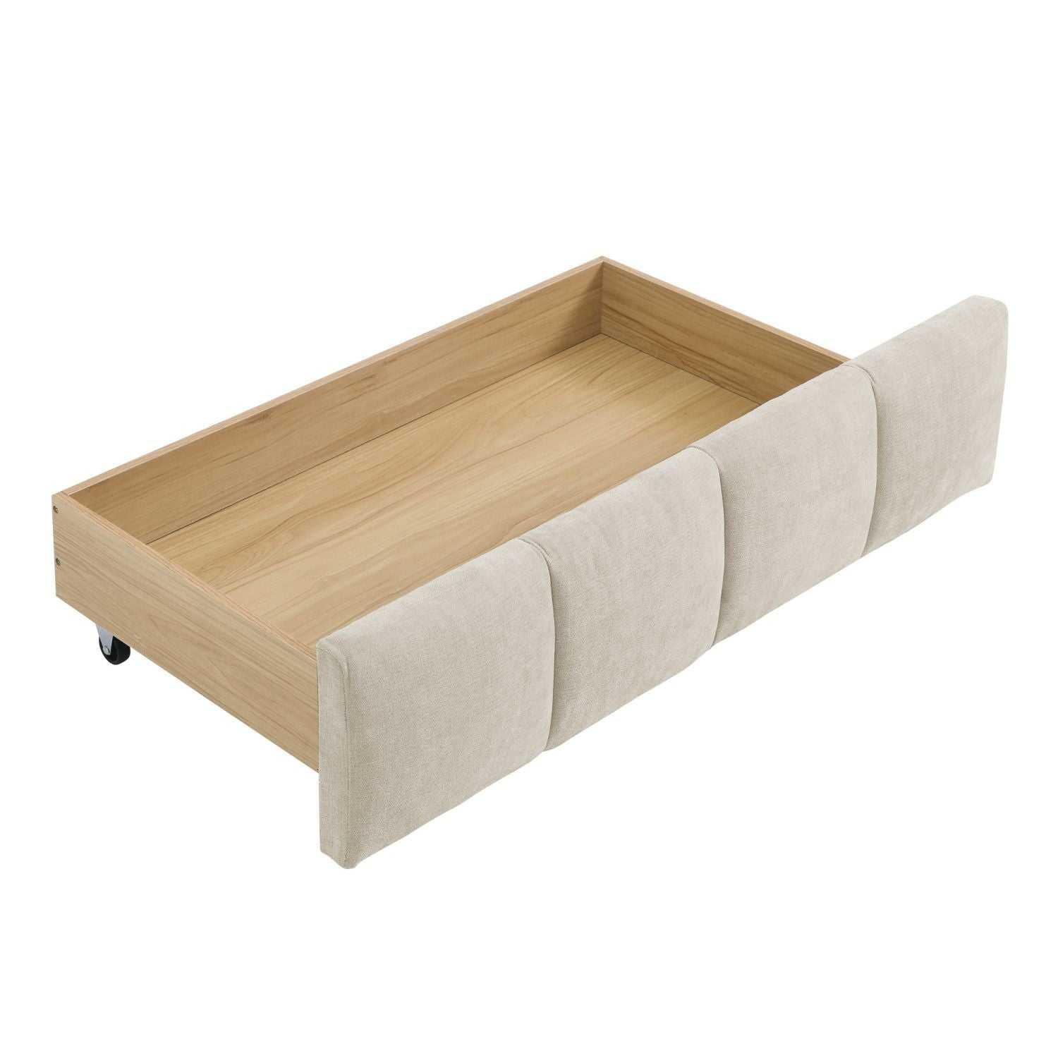 King Size Upholstered Bed ,comfortable upholstered bed frame, Chenille fabric, with headboard and solid bed frame. With drawer for storage.-Beige(88.5''*85.5''*31'') - luxuryhomedecoridea.com