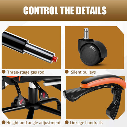 Ergonomic Gaming Chair for Adults, Comfortable Computer Chair for Heavy People, Adjustable Height Office Desk Chair with Wheels, Breathable Leather Video Game Chairs - luxuryhomedecoridea.com