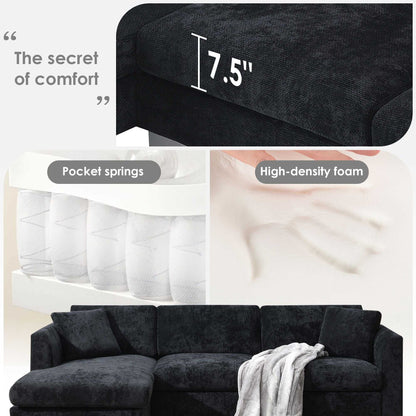 [VIDEO provided][New] 96*56" Modern Cloud Sectional Sofa,L-shaped Luxury Couch Set with 2 Free pillows,4-seat Chenille Indoor Furniture with Oversized Chaise for Living Room,Apartment,Office,3 Colors - luxuryhomedecoridea.com