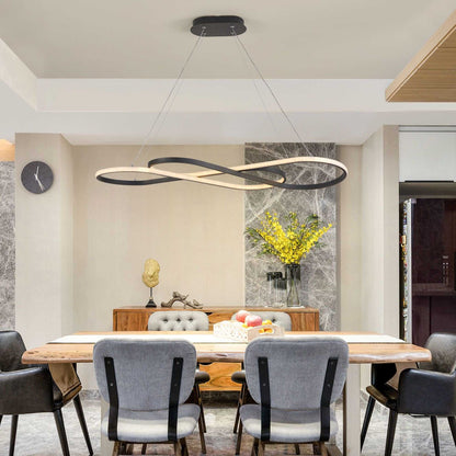 39" Modern LED Pendant Light, Infinity Design Hanging Ceiling Fixture, Adjustable Height, Dimmable for Living Room, Dining Room, Bedroom, Black Finish - luxuryhomedecoridea.com