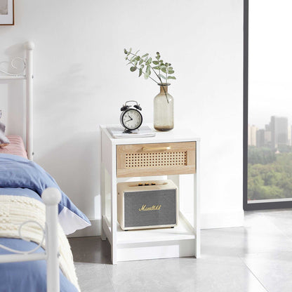 15.75" Rattan End table with drawer, Modern nightstand, side table for living room, bedroom - luxuryhomedecoridea.com