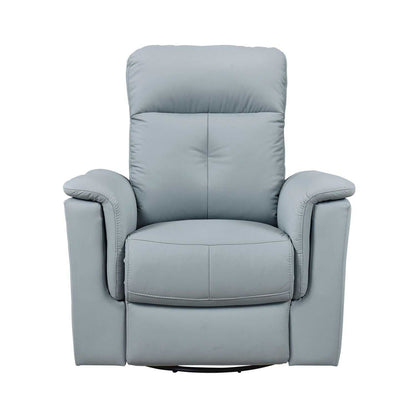 Blue Leather Upholstered Swivel Glider Reclining Chair Luxury Living Room Furniture Comfort Chair 1pc Plush Comfort - luxuryhomedecoridea.com