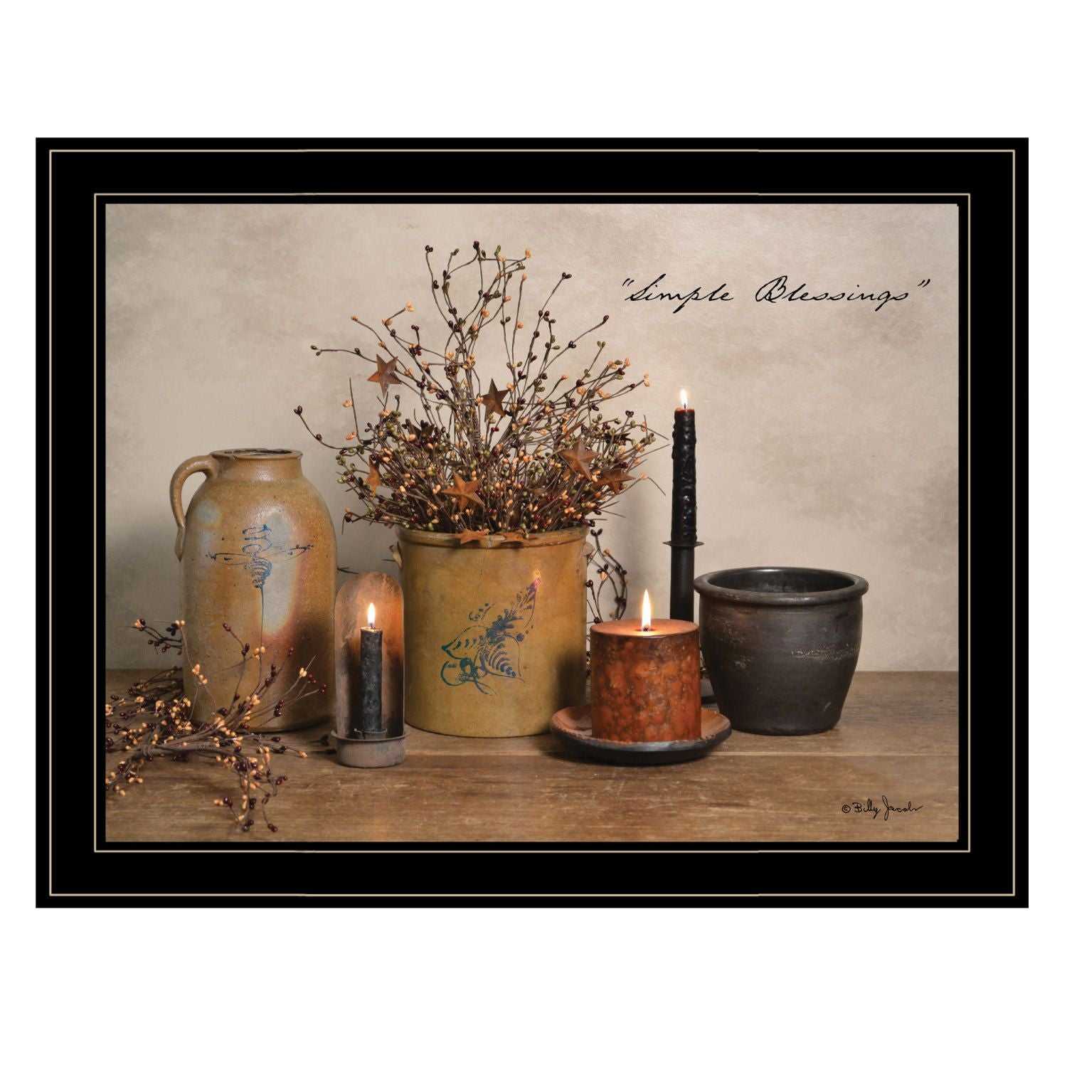 Trendy Decor 4U "Simple Blessings" Framed Wall Art, Modern Home Decor Framed Print for Living Room, Bedroom & Farmhouse Wall Decoration by Billy Jacobs - luxuryhomedecoridea.com