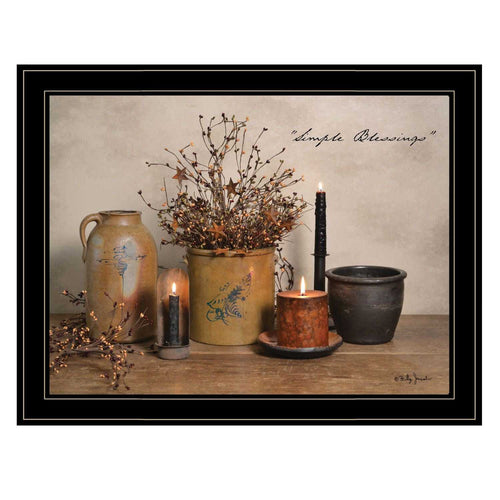 Trendy Decor 4U "Simple Blessings" Framed Wall Art, Modern Home Decor Framed Print for Living Room, Bedroom & Farmhouse Wall Decoration by Billy Jacobs - luxuryhomedecoridea.com