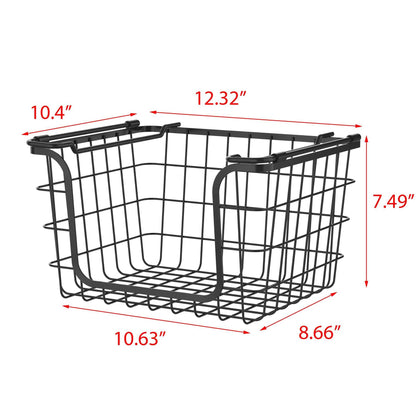 Oceanstar Stackable Metal Wire Storage Basket Set for Pantry, Countertop, Kitchen or Bathroom – Black, Set of 3 - luxuryhomedecoridea.com