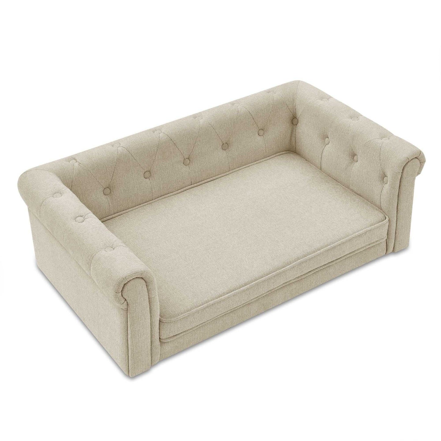 Elegant Rectangle Pet Bed for Medium and Large Dogs, Durable Elevated Dog Sofa Bed, Comfortable Dog Couch, Modern and Stylish Dog Sofa for Large Dogs,Beige - luxuryhomedecoridea.com