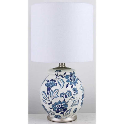 Floral Ceramic Lamp with Shade, 17" - luxuryhomedecoridea.com