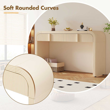 Unique Modern Rounded Silhouette and Smooth Surface Console Table with 2 Drawers for Living Room and Entryway - luxuryhomedecoridea.com