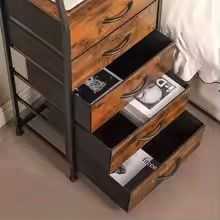 Rustic Brown Nightstand with 5 Drawers and 2 Tier Display Shelf Bedside Table Storage Cabinet for Bedroom Dresser Nursery Hallway Entryway Closet End Table Organizer - luxuryhomedecoridea.com