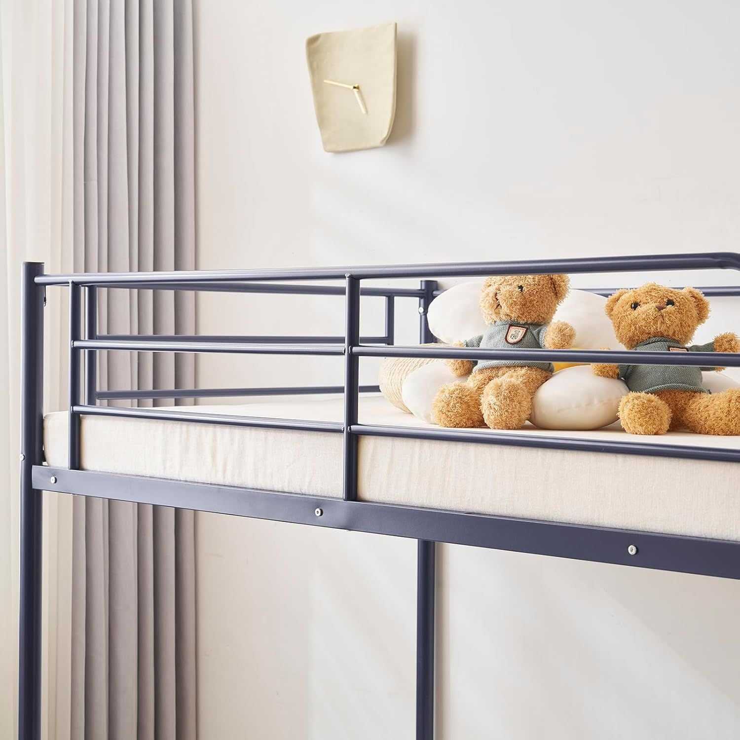 Modern Double Layer Bunk Bed with Sturdy Metal Frame Safety Guardrails Underbed Storage Space for Kids Teens Adults Easy Assembly No Box Spring Needed - luxuryhomedecoridea.com
