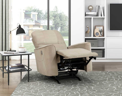 Modern Living Room 1pc Power Rocker Reclining Chair Light Brown Velvet Upholstery Solid Wood Frame Luxury Home Furniture - luxuryhomedecoridea.com