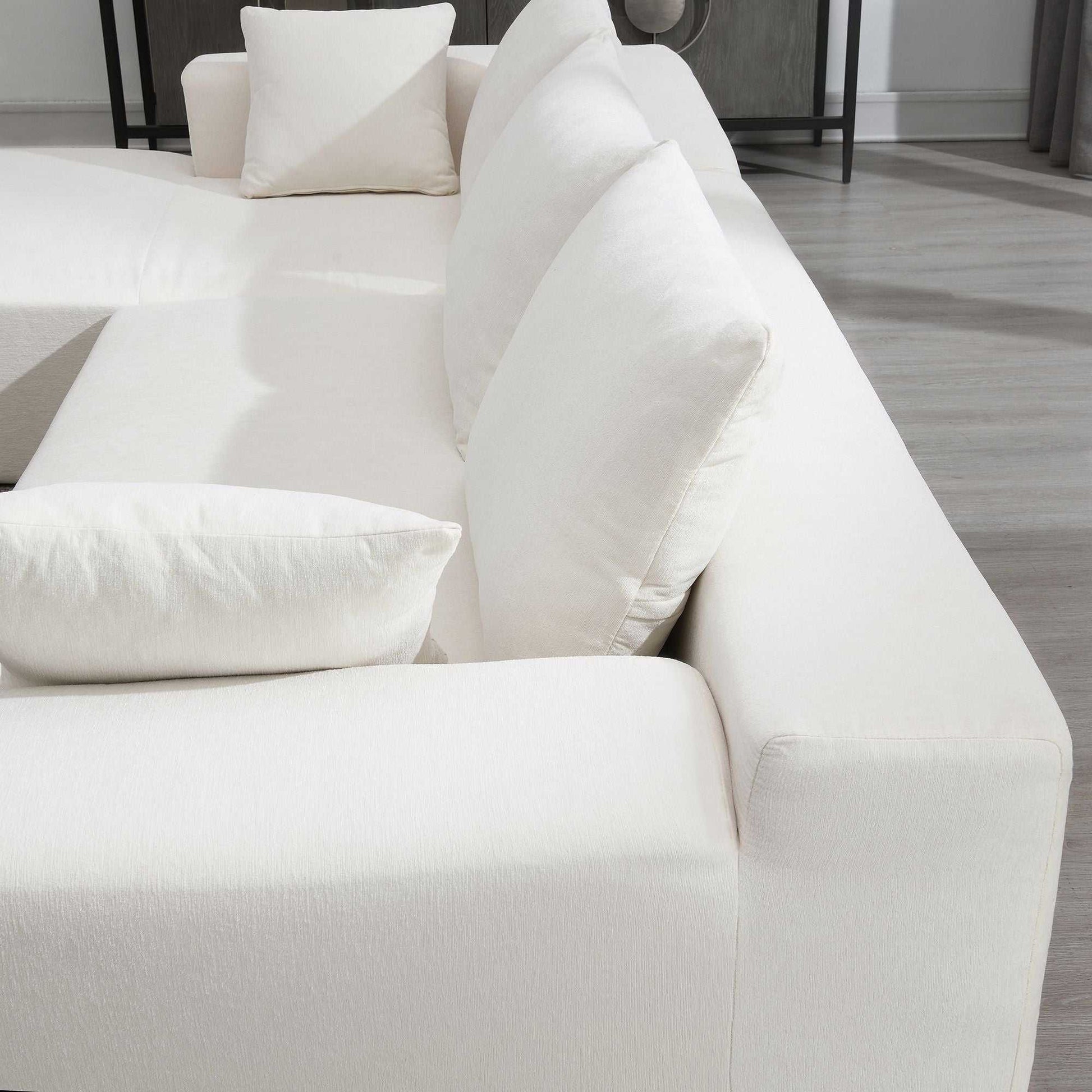 109*68" Modular Sectional Living Room Sofa Set, Modern Minimalist Style Couch, Upholstered Sleeper Sofa for Living Room, Bedroom, Salon, 2 PC Free Combination, L-Shape, Cream - luxuryhomedecoridea.com