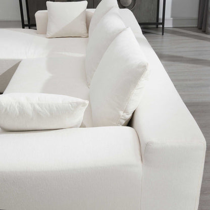109*68" Modular Sectional Living Room Sofa Set, Modern Minimalist Style Couch, Upholstered Sleeper Sofa for Living Room, Bedroom, Salon, 2 PC Free Combination, L-Shape, Cream - luxuryhomedecoridea.com
