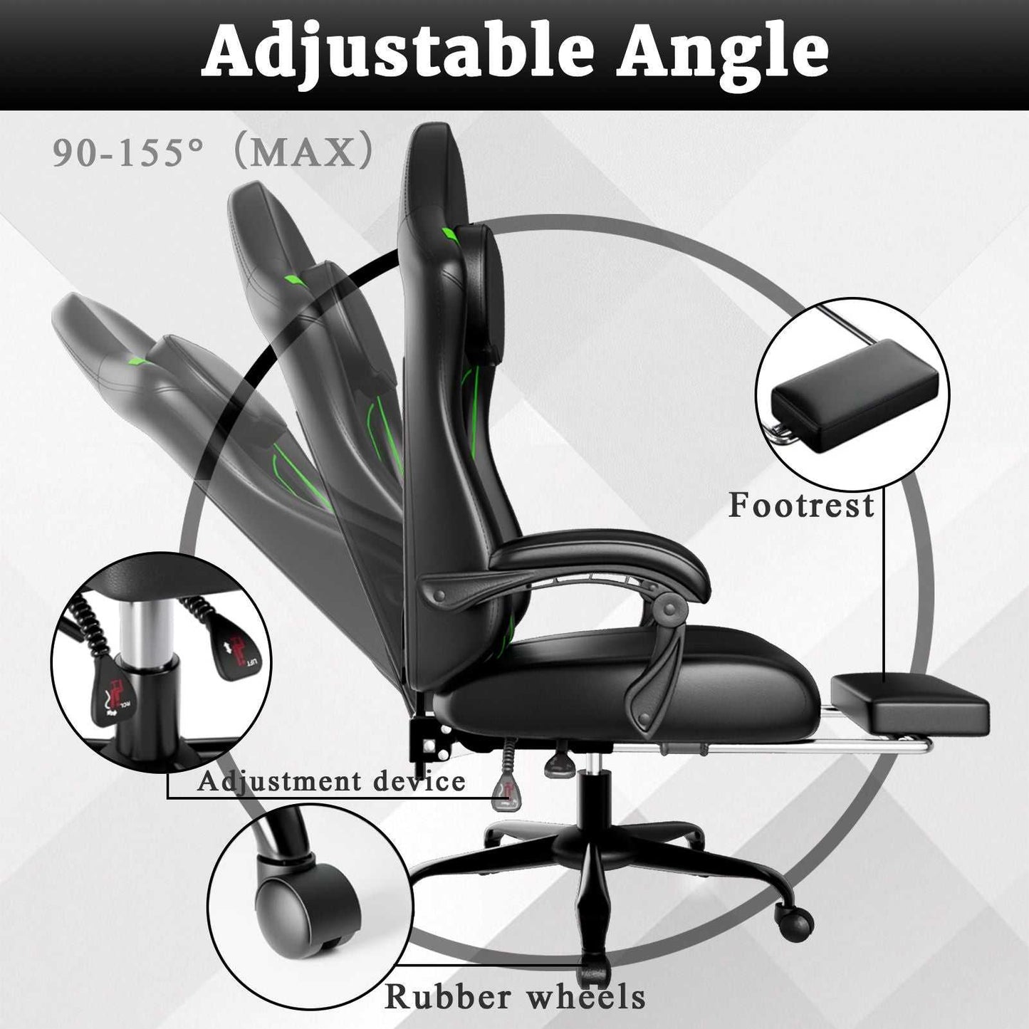 Ergonomic Gaming Chair, Electronic Gaming Chair With Pocket Spring Pad And Footrest, Height Adjustable Computer Chair - luxuryhomedecoridea.com