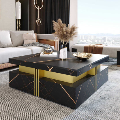 Modern Square Storage Coffee Table With 4 Drawers - luxuryhomedecoridea.com