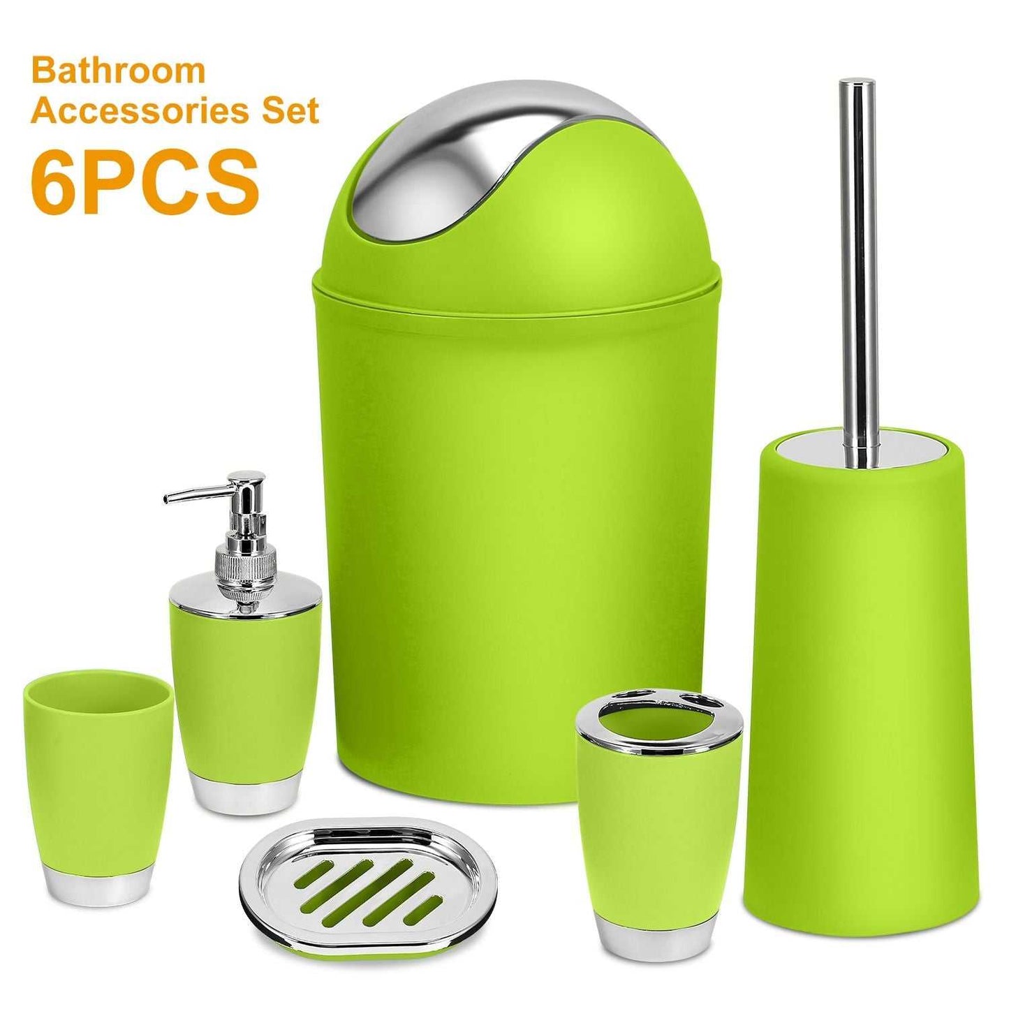 Bathroom Accessories Set 6 Pcs Bathroom Set Ensemble Complete Soap Dispenser Toothbrush Holder - luxuryhomedecoridea.com